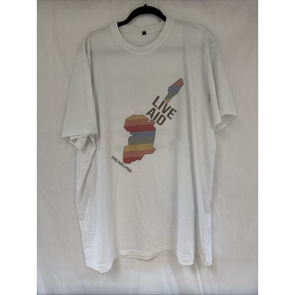 Men Live Aid 1985 Feed The World Concert Graphic Tee 3X White Philadelphia Shirt - Picture 1 of 6